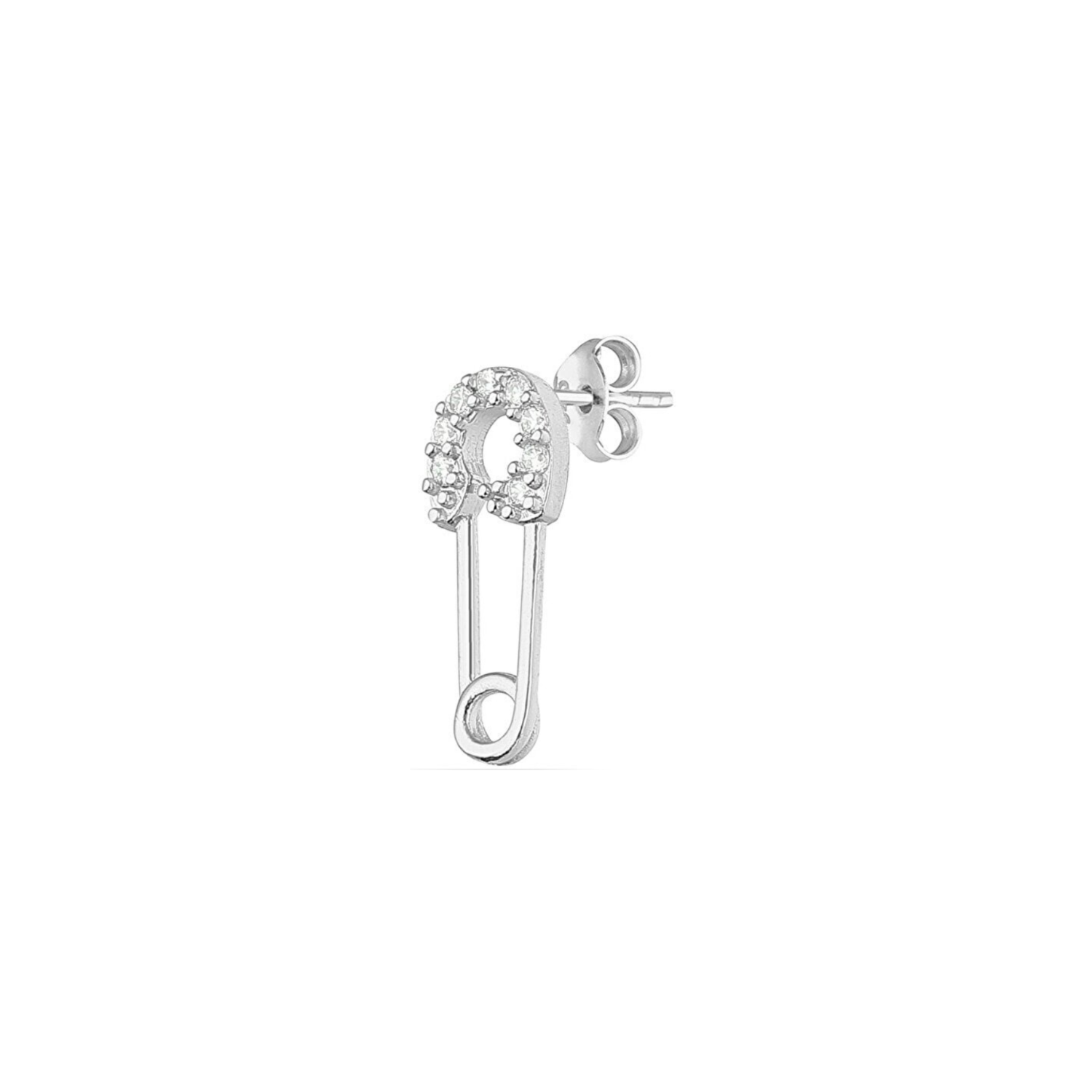 Sterling Silver Safety Pin Earring - Silver, Spero London