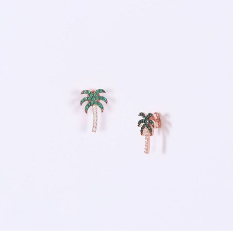 Palm Tree Sterling Silver Stud Earrings