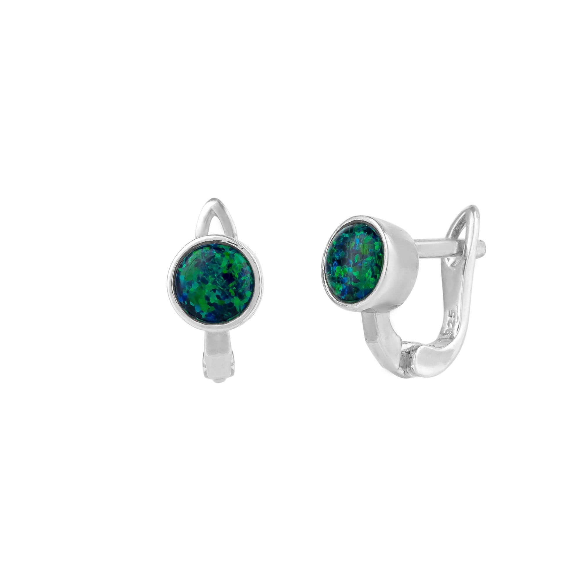 Sterling Silver High Quality Round Opal Earrings