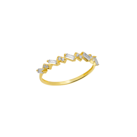 14ct Solid Gold Fine Baguette Ring