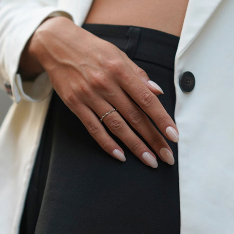 Sterling Silver Less Beaded Skinny Stacking Ring