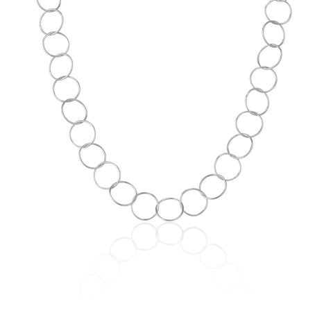 Circle Hoops Sterling Silver Chain Necklace