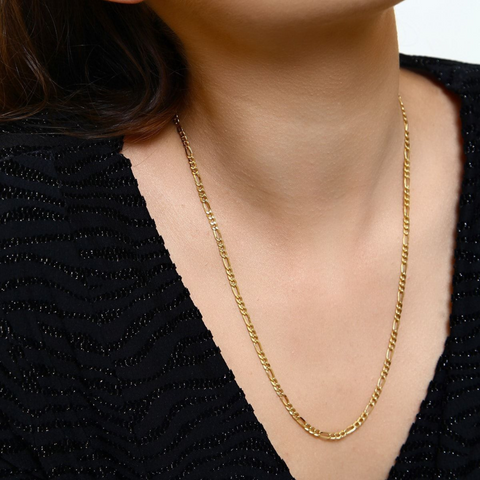 Fine 14ct Solid Gold Large Figaro Chain Necklace