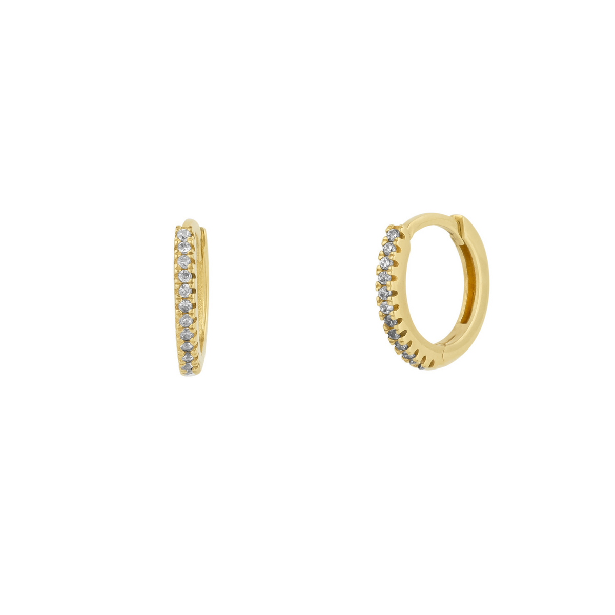 Fine Classic Pave Hoop Earrings 14ct Solid Gold