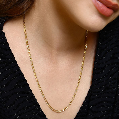 Fine 14ct Solid Gold Large Figaro Chain Necklace