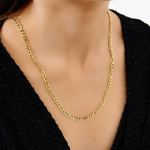 Fine 14ct Solid Gold Large Thick Figaro Chain Necklace