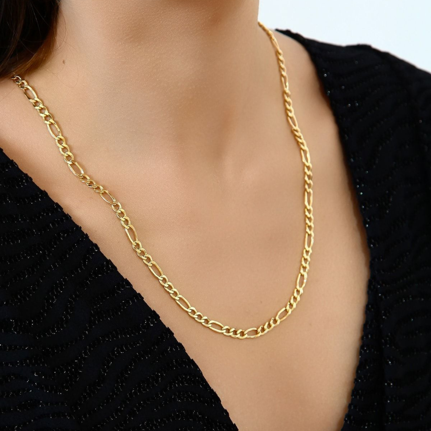 Fine 14ct Solid Gold Large Thick Figaro Chain Necklace