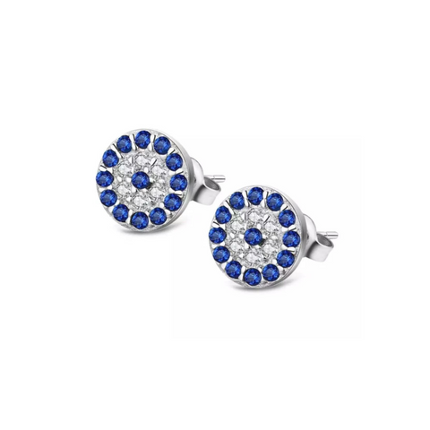 Mini Evil Eye Stud Earring in Sterling Silver