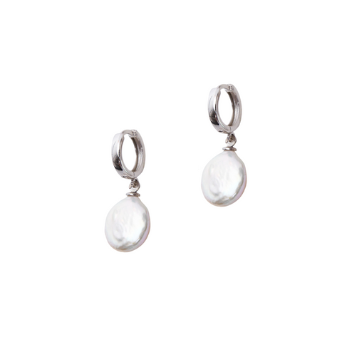 Treated Freshwater Cultured Baroque Pearl Hoop Earrings