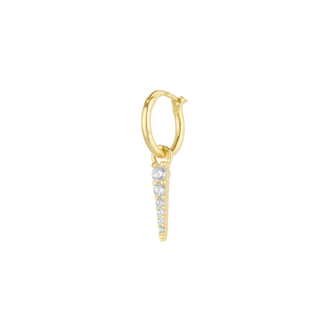 Fine Spike Pave Hoop Single Earring 14ct Solid Gold