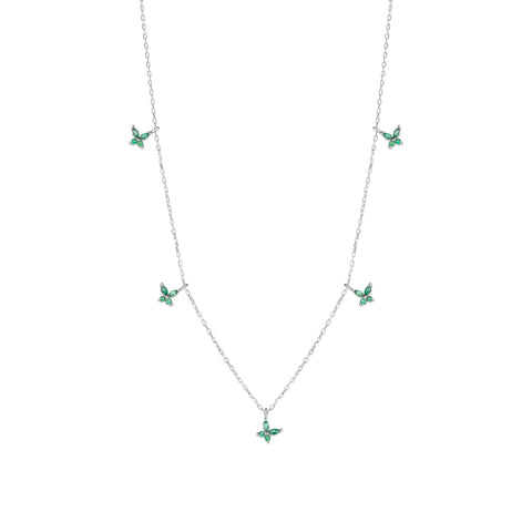 Green Butterfly Sterling Silver Charm Necklace