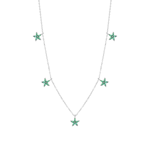 Green Star Sterling Silver Charm Necklace