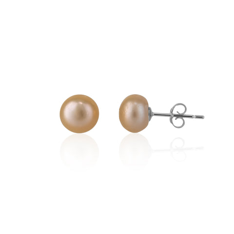 Baroque Pearl Irregular Stud Earrings Sterling Silver - Pink and Yellow