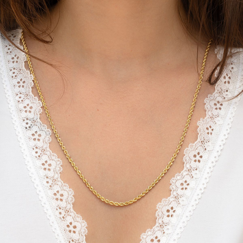 Fine 14ct Solid Gold Italian Hallow Rope Chain Necklace