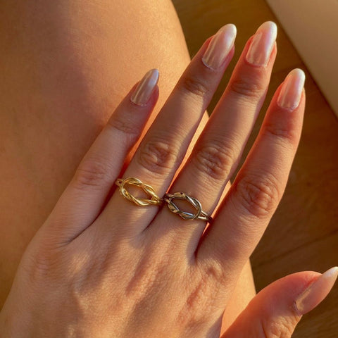 Knot Bracelet and Ring Set in Sterling Silver