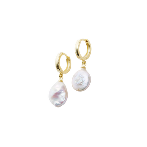 Treated Freshwater Cultured Baroque Pearl Hoop Earrings