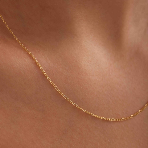 9ct Solid Gold Italian Fine Figaro Chain Necklace