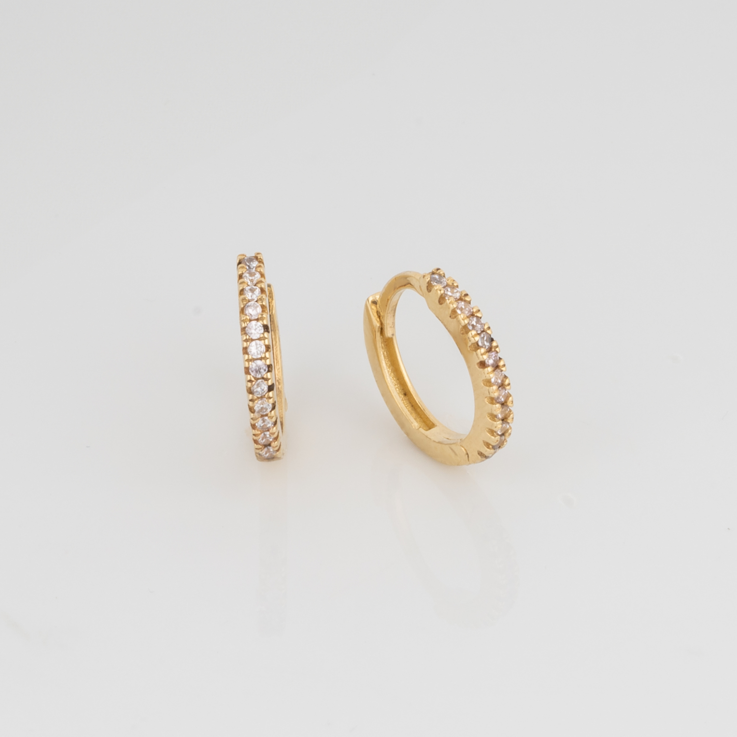 Fine Classic Pave Hoop Earrings 14ct Solid Gold