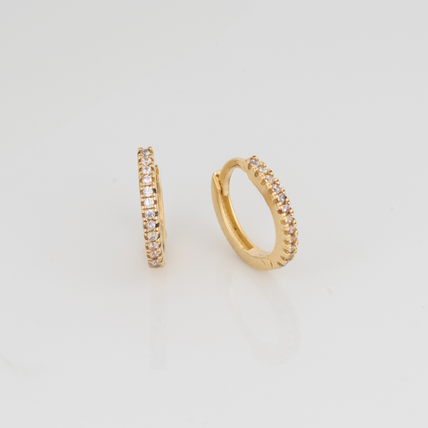 Fine Classic Pave Hoop Earrings 14ct Solid Gold