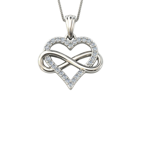 Infinity Heart Love Sterling Silver Pendant Necklace