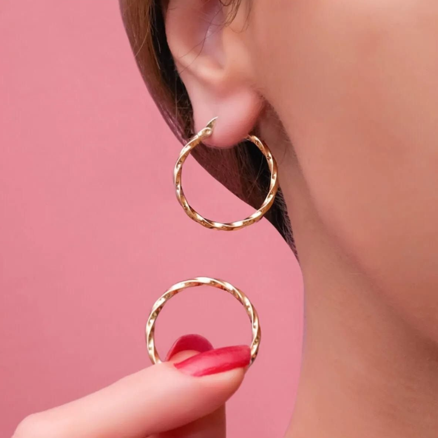 9ct Solid Gold Twisted Hoop Earring