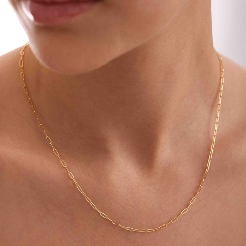 9ct Solid Gold Paperclip Italian Chain Necklace