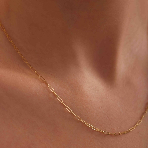 9ct Solid Gold Paperclip Italian Chain Necklace