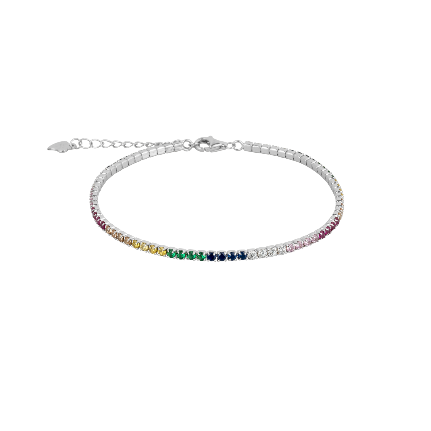 Rainbow Colourful Sterling Silver Tennis Bracelet