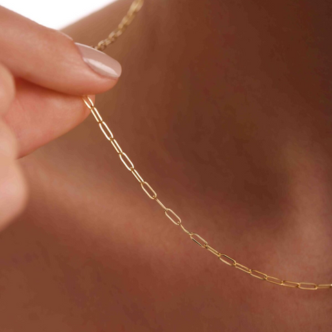 9ct Solid Gold Paperclip Italian Chain Necklace