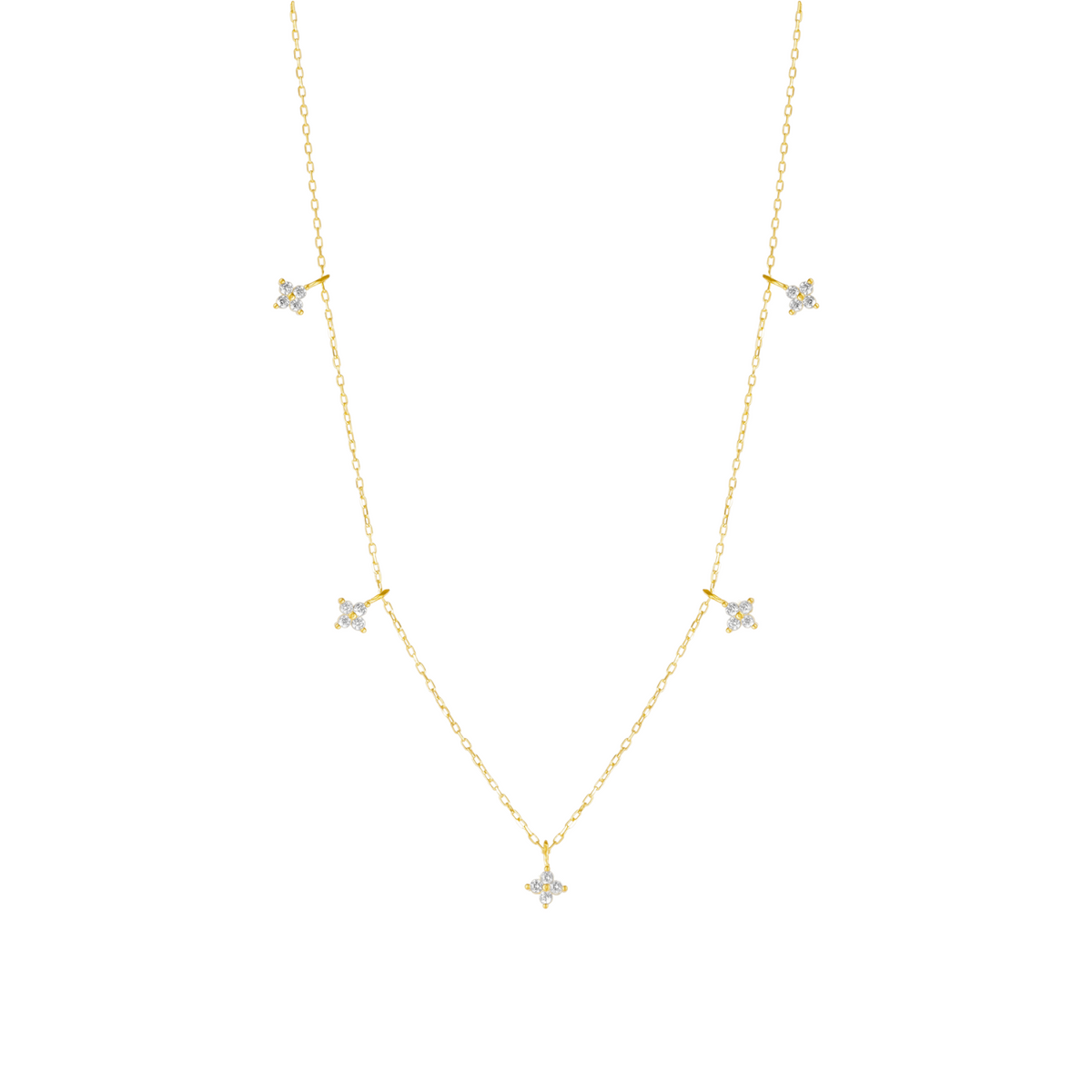 Gold Plated Sterling Silver Four Leaf Clover Necklace