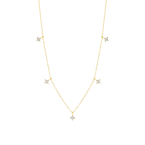 Gold Plated Sterling Silver Four Leaf Clover Necklace