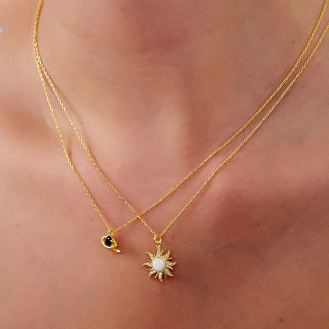 Dark Blue Saturn Necklace With Star Sterling Silver