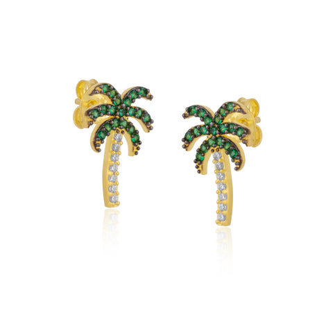 Palm Tree Sterling Silver Stud Earrings