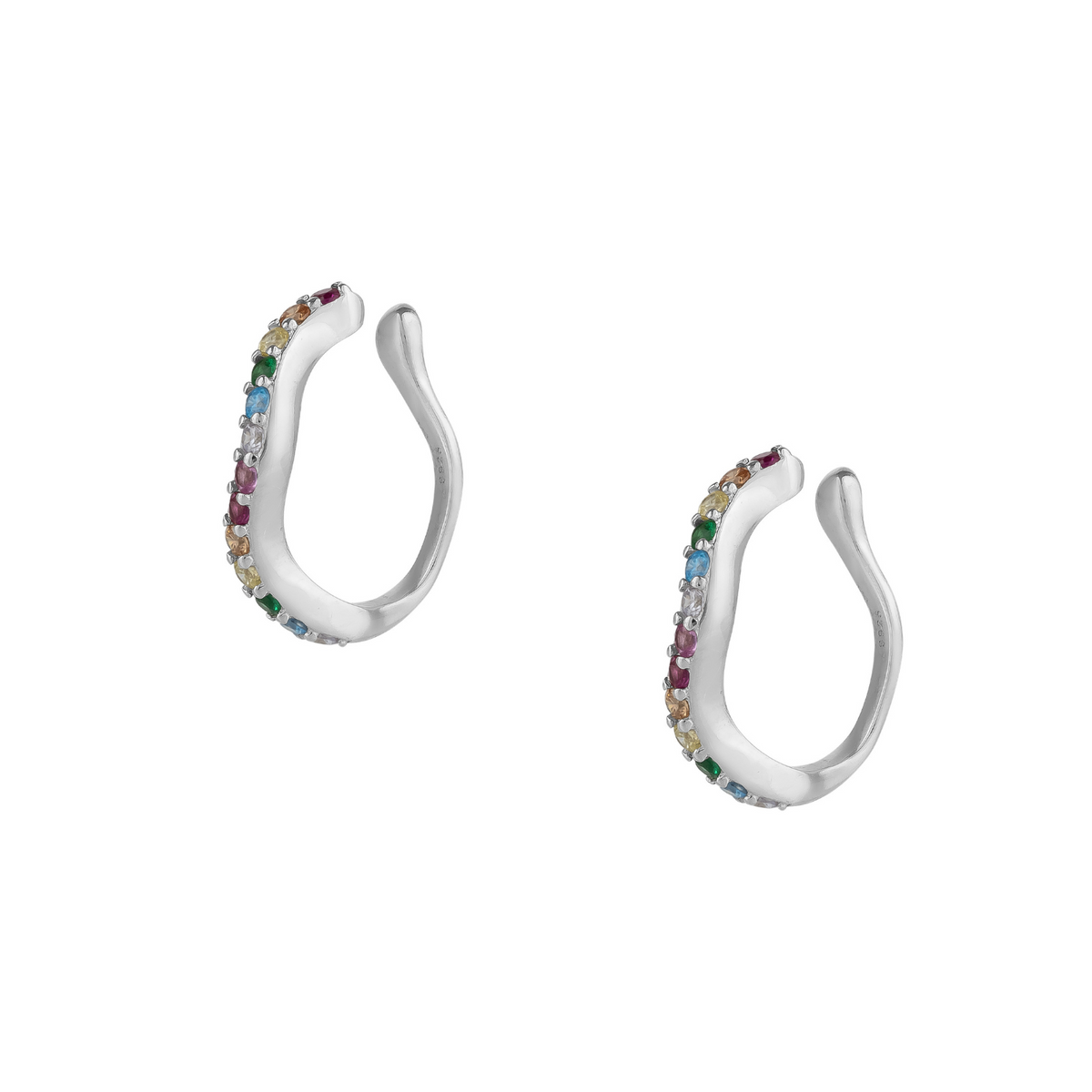 Molten Rainbow Sterling Silver Ear Cuff - Pair