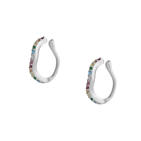 Molten Rainbow Sterling Silver Ear Cuff - Pair