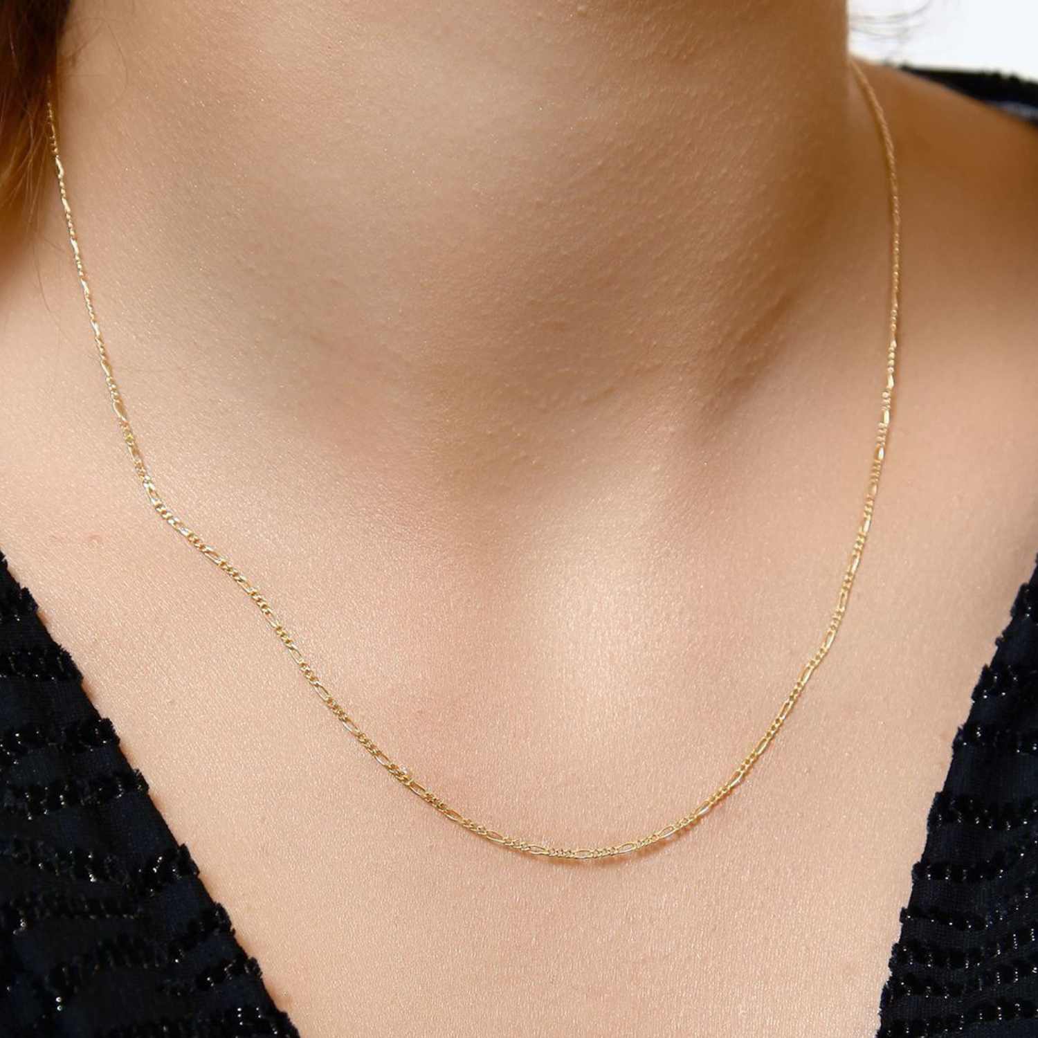 9ct Solid Gold Italian Fine Figaro Chain Necklace