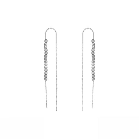 Sterling Silver Dorica Chain Bead Drop Earrings