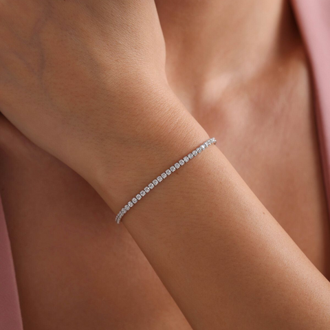 Sterling Silver Adjustable Tennis Bracelet - 2mm