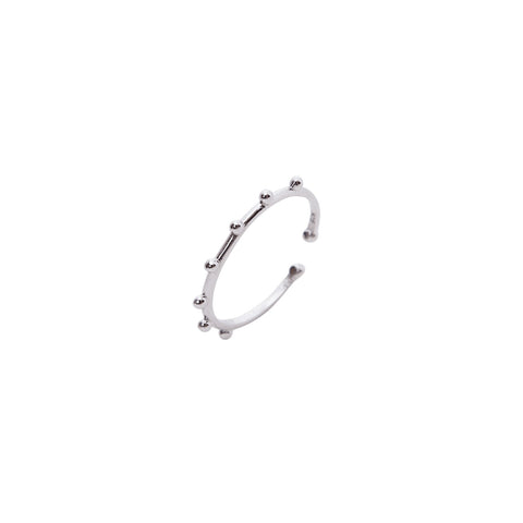 Sterling Silver Less Beaded Skinny Stacking Ring