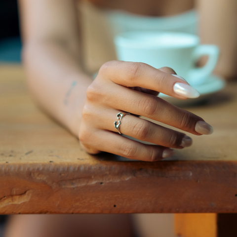 Heart With Hands Ring in Sterling Silver