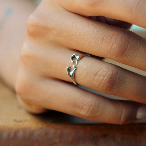 Heart With Hands Ring in Sterling Silver