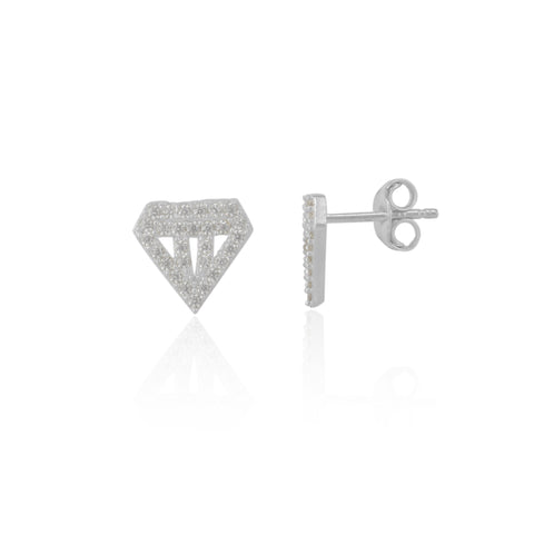 Sterling Silver Diamond Stud Earrings