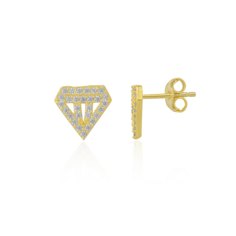 Sterling Silver Diamond Stud Earrings