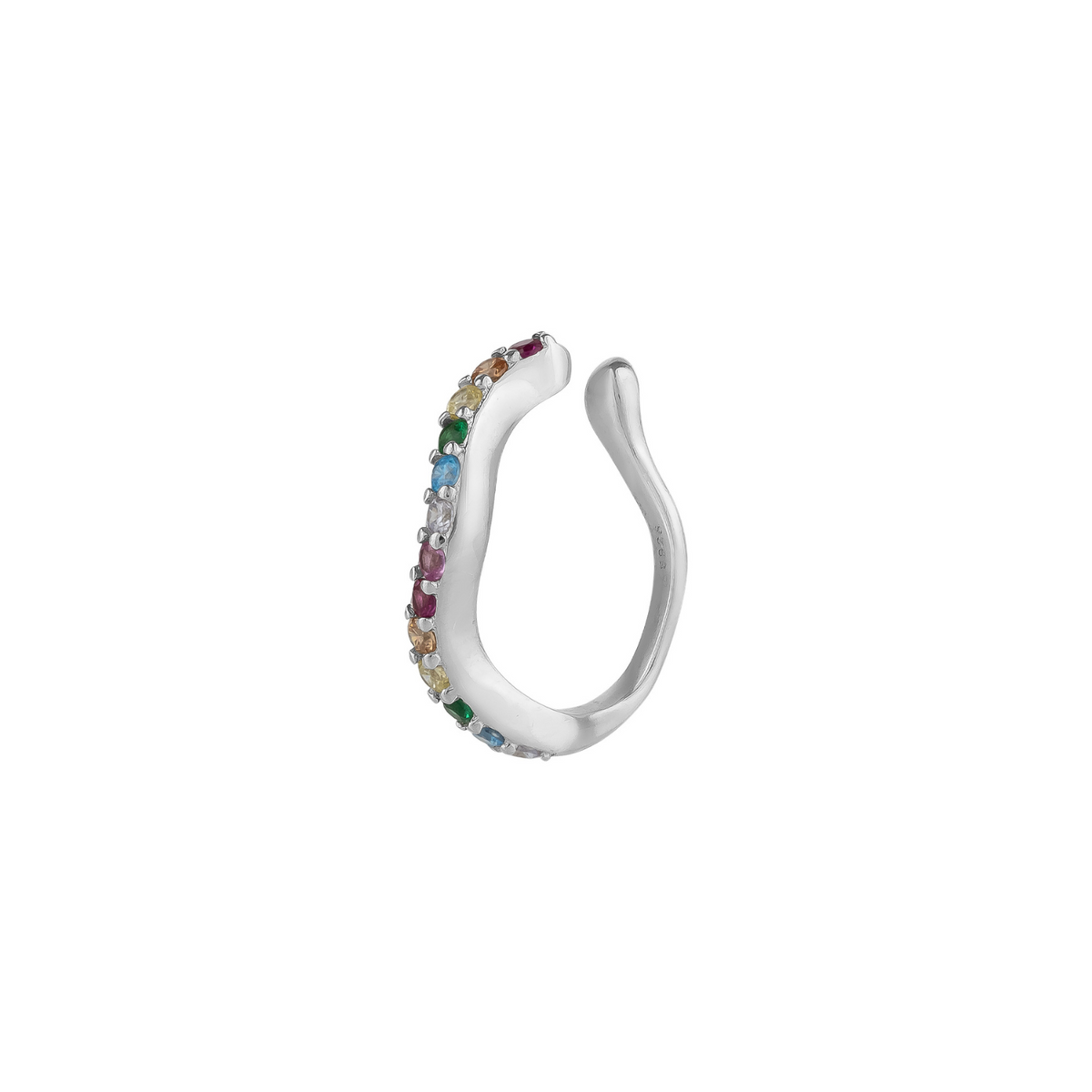 Molten Rainbow Sterling Silver Ear Cuff - Single