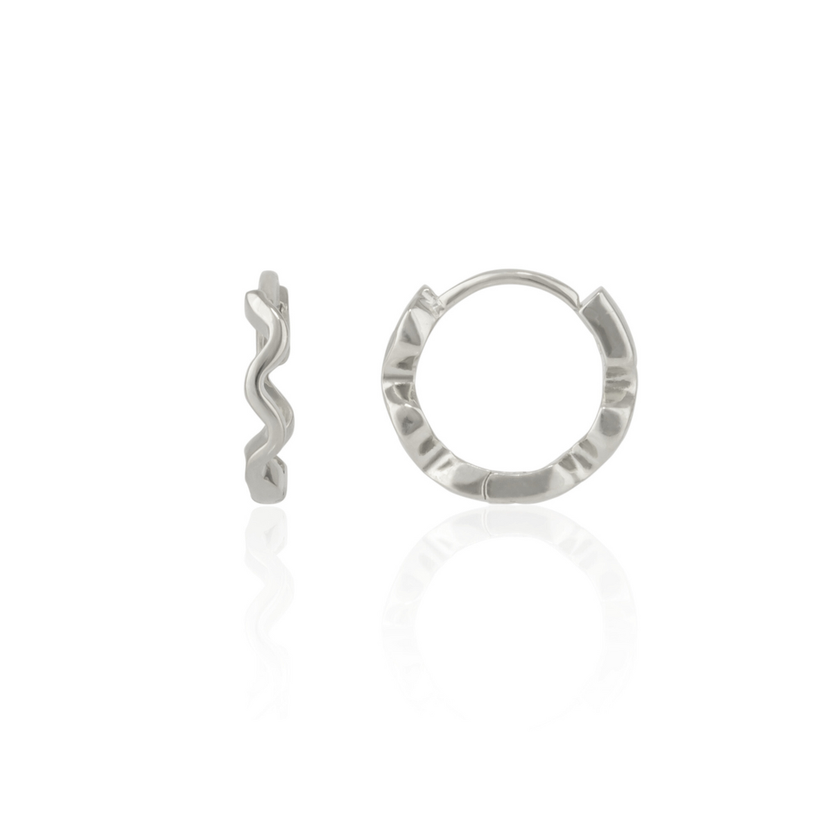 Sterling Silver Wavy Hoop Earrings