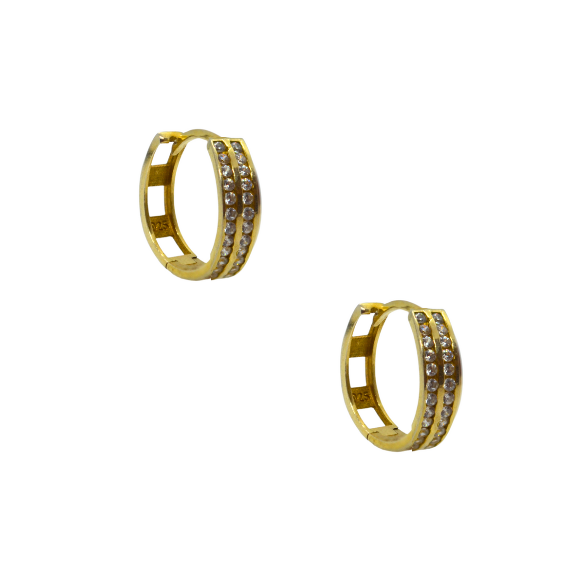 Cubic Zirconia Sterling Silver Pave Hoop Earrings