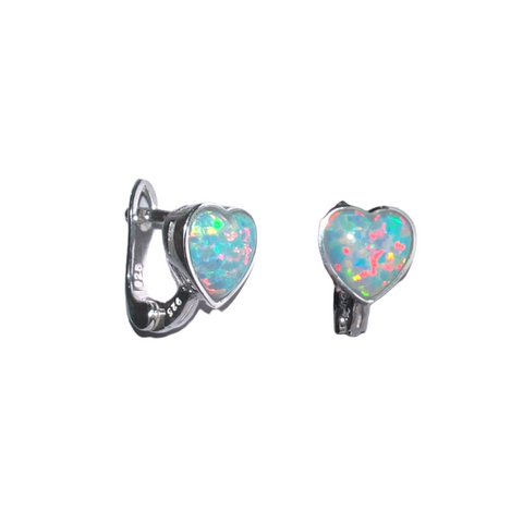 High Quality Japanese Opal Sterling Silver Heart Earrings