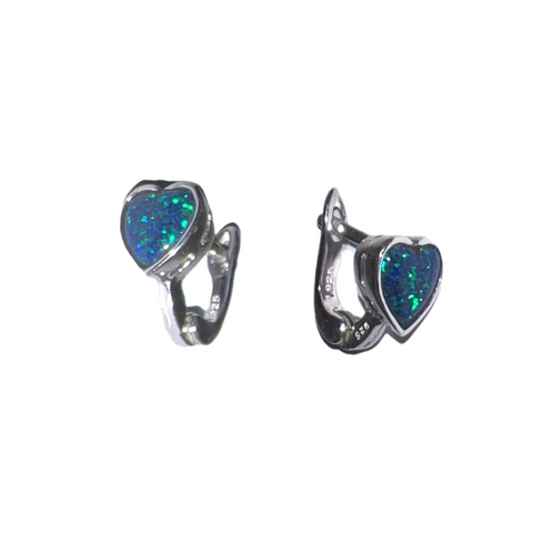 High Quality Japanese Opal Sterling Silver Heart Earrings