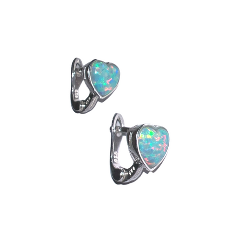 High Quality Japanese Opal Sterling Silver Heart Earrings