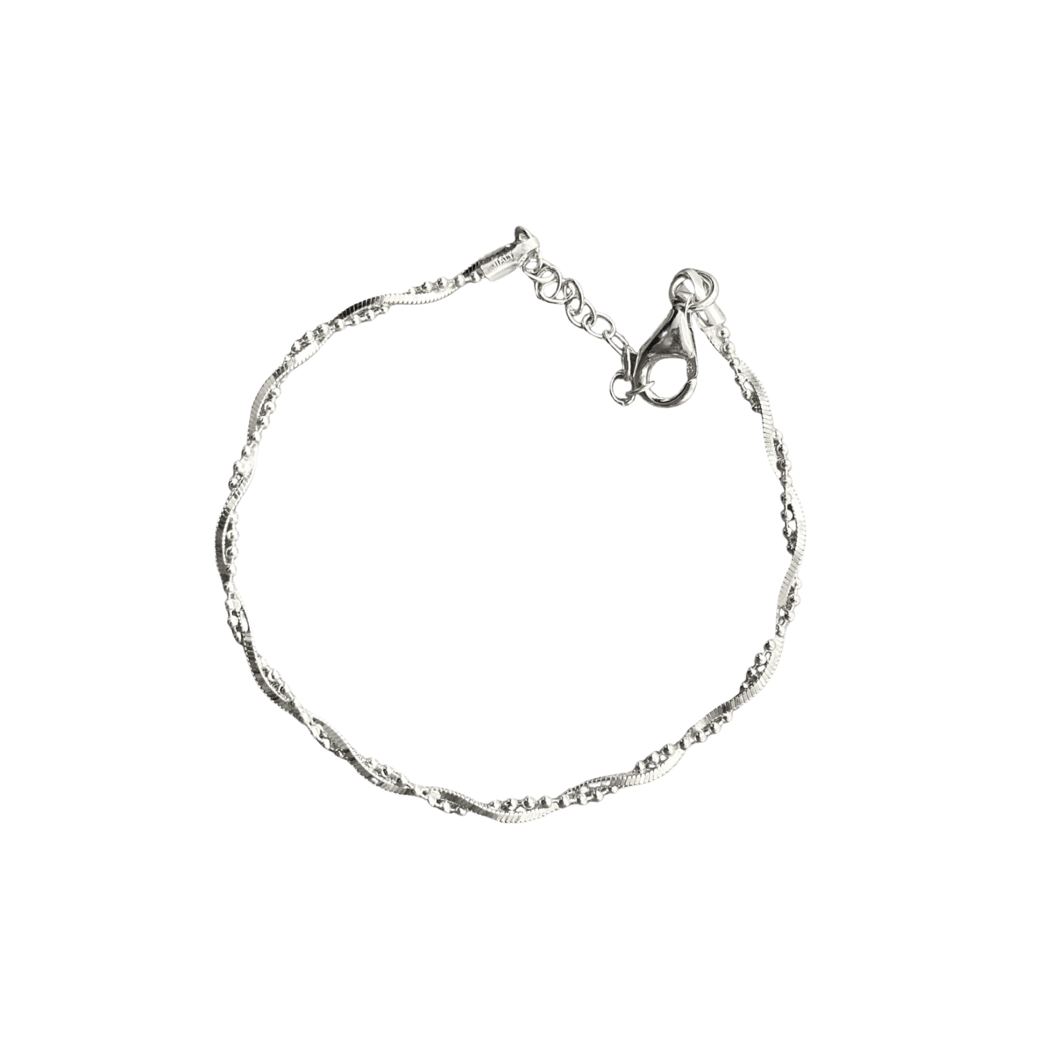 Bead Chain Twisted Sterling Silver Bracelet